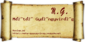 Máté Gyöngyvirág névjegykártya